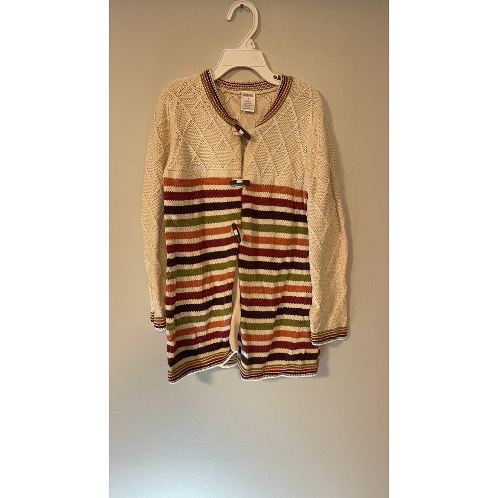 Gymboree 2006 Harvest Leaves Striped Sweater 6 Cable Knit toggle Button Autumn